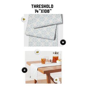 Cotton Slub Table Runner with Tassels Blue -Threshold Extended Length 14" x 108"